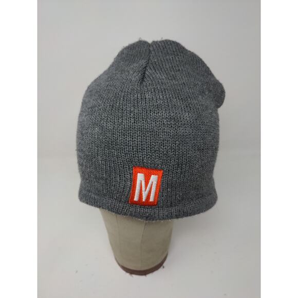 Port & Company Lined Beanie Hat Embroidered M Logo Gray 100% Acrylic - Picture 3 of 11